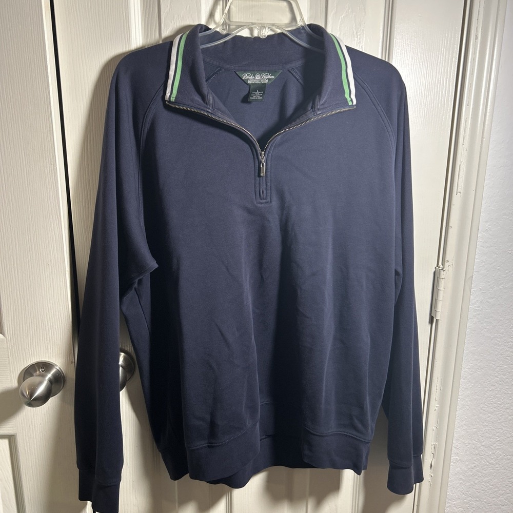 Brooks Brothers Mens 1/4 Zip Pullover Sweatshirt Size L Blue Performance Polo